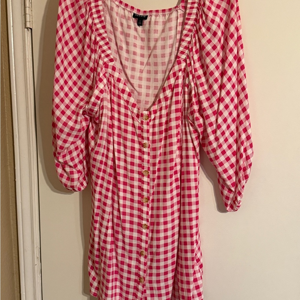 Torrid Size 4 Pink Gingham Button Down Top